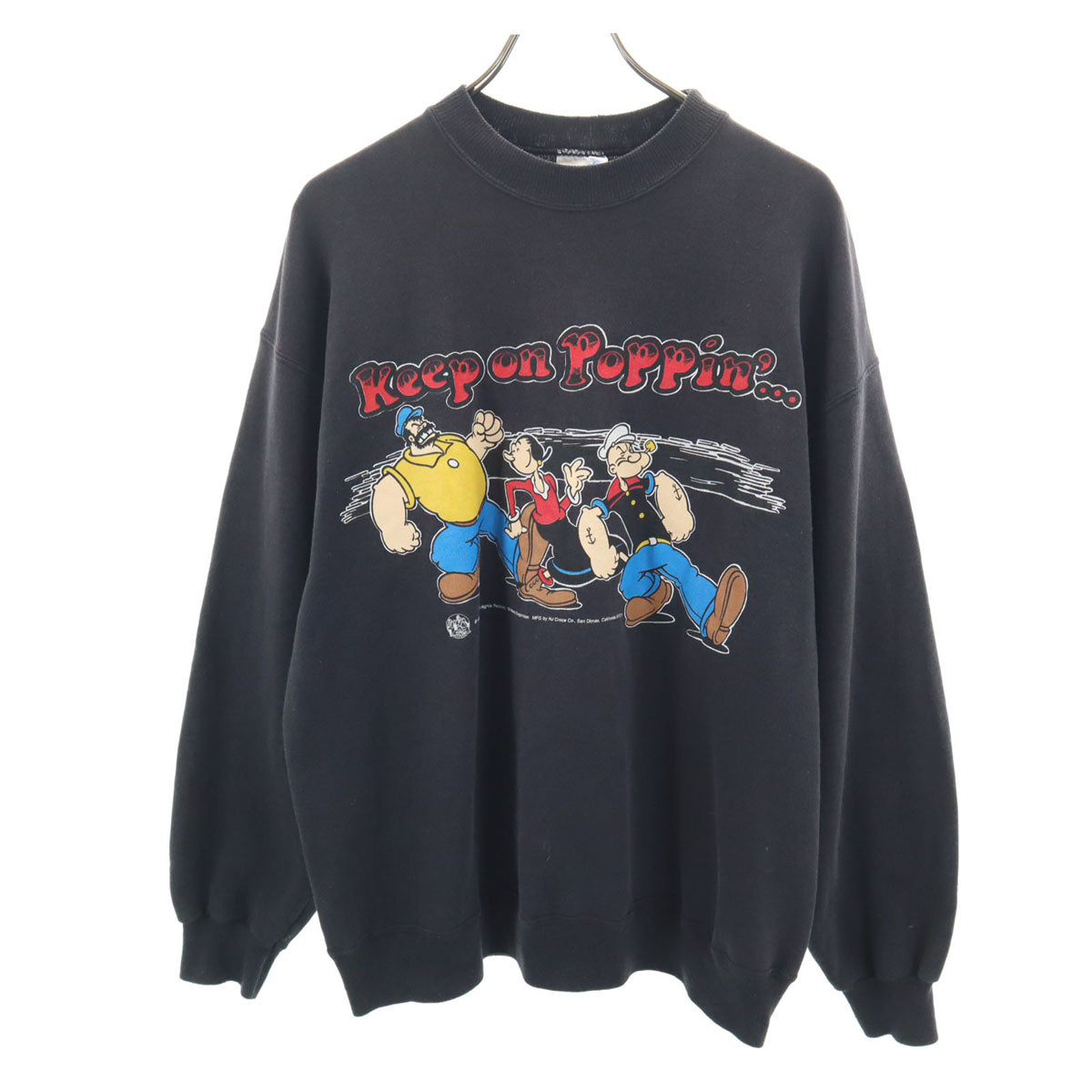 Hanes ヘインズ 90s オールド ポパイ 長袖 スウェット トレーナー XL ブラック メンズ