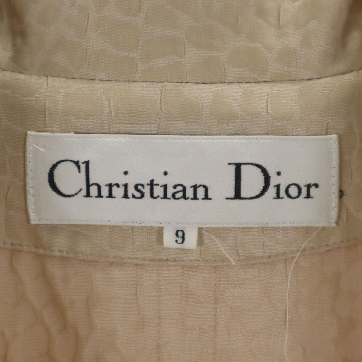 Christian Dior クリスチャンディオール クロコ柄 ステンカラーコート 9 ベージュ ハンガー付き レディース