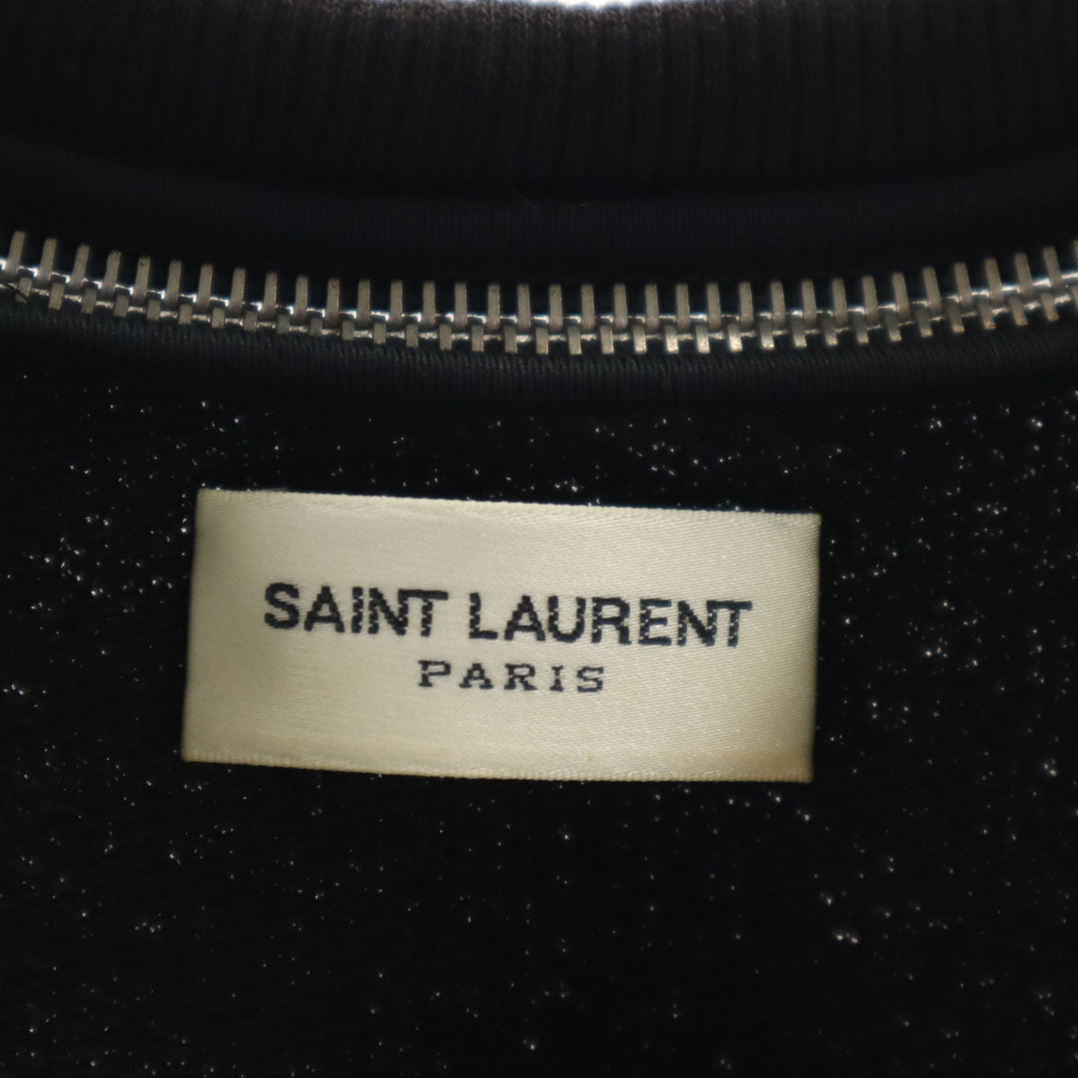 SAINT LAURENT サンローラン イタリア製 ノースリーブ ラムレザー切替 スウェット XS ブラック レディース