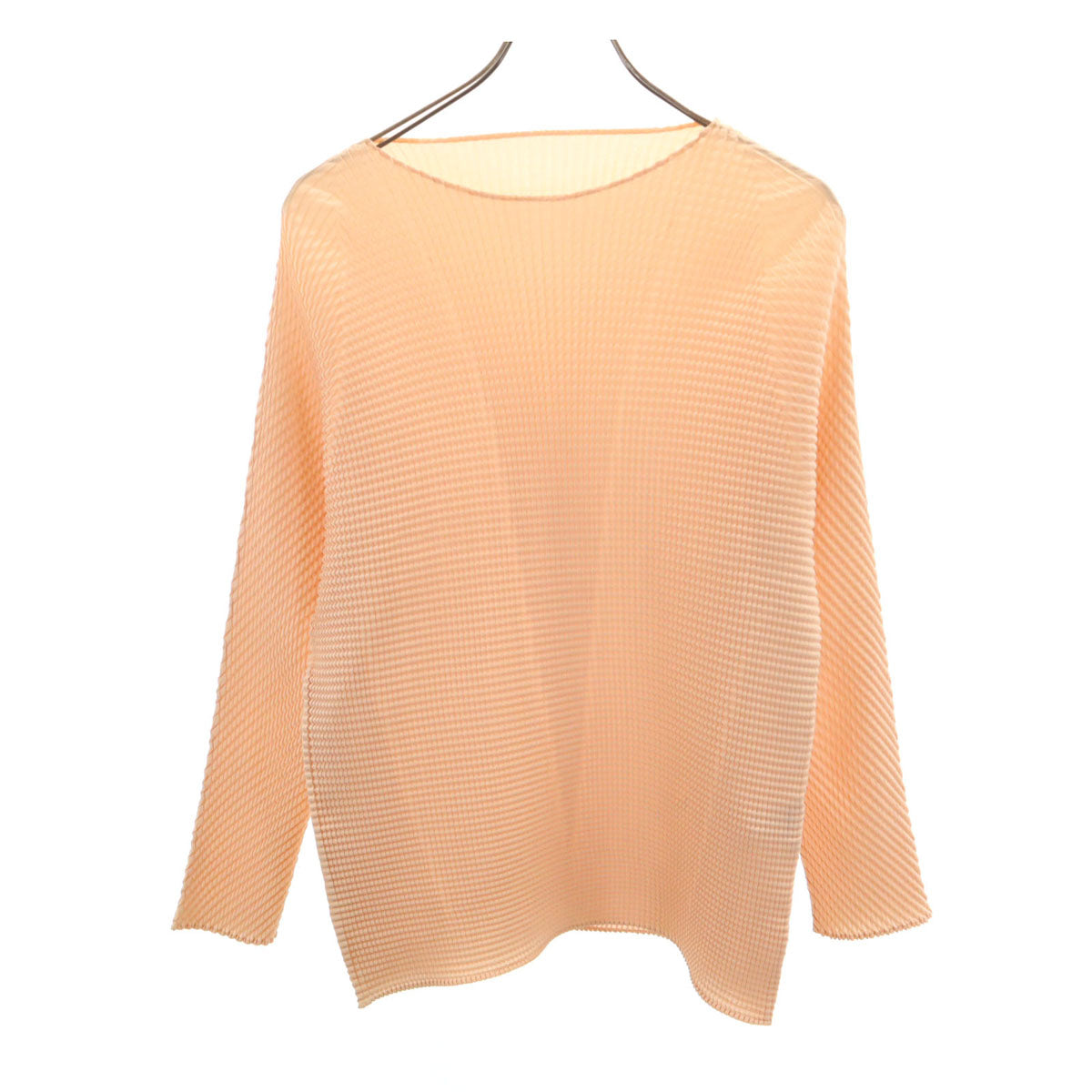 ISSEY MIYAKE イッセイミヤケ 90s オールド 長袖 プリーツ カットソー M ペールオレンジ レディース