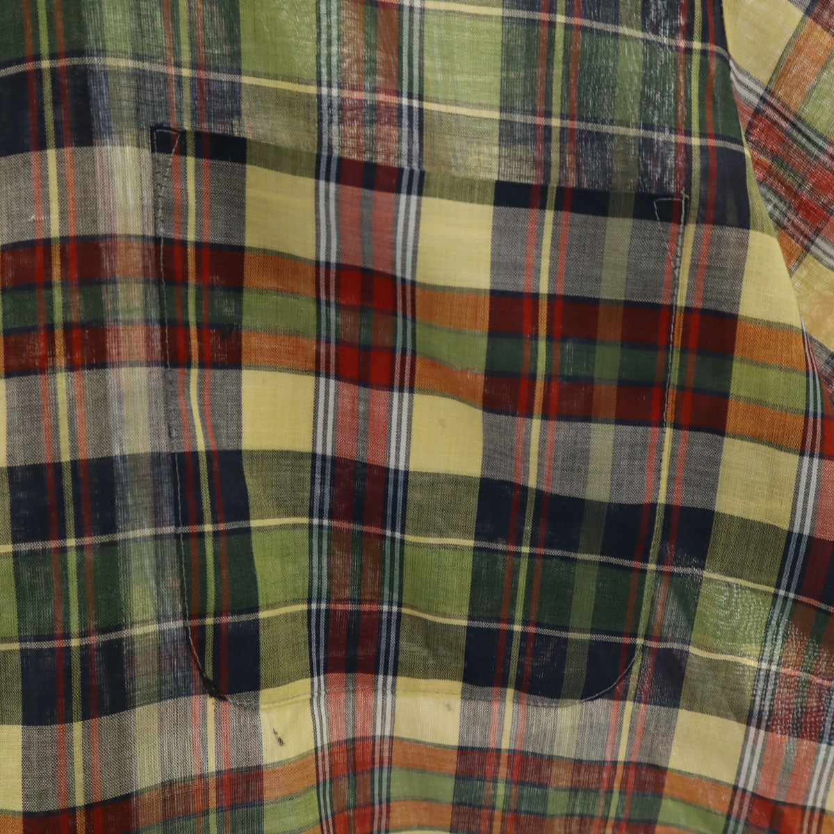 VAN HEUSEN ヴァンヒューゼン 60s 70s ヴィンテージ チェック柄 長袖 ボタンダウンシャツ M イエロー メンズ