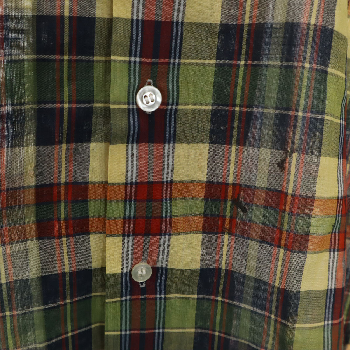 VAN HEUSEN ヴァンヒューゼン 60s 70s ヴィンテージ チェック柄 長袖 ボタンダウンシャツ M イエロー メンズ