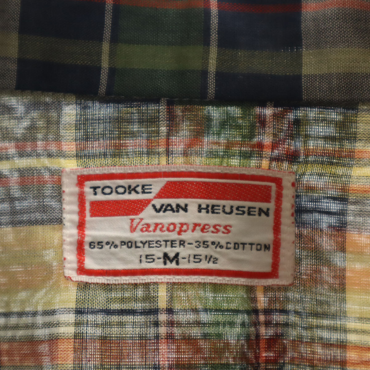 VAN HEUSEN ヴァンヒューゼン 60s 70s ヴィンテージ チェック柄 長袖 ボタンダウンシャツ M イエロー メンズ