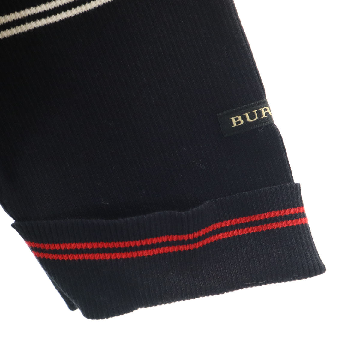 BURBERRY GOLF バーバリーゴルフ ボーダー柄 半袖 ハイネック リブ ニット M ブラック 三陽商会 レディース