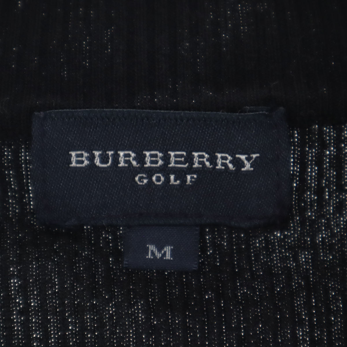 BURBERRY GOLF バーバリーゴルフ ボーダー柄 半袖 ハイネック リブ ニット M ブラック 三陽商会 レディース