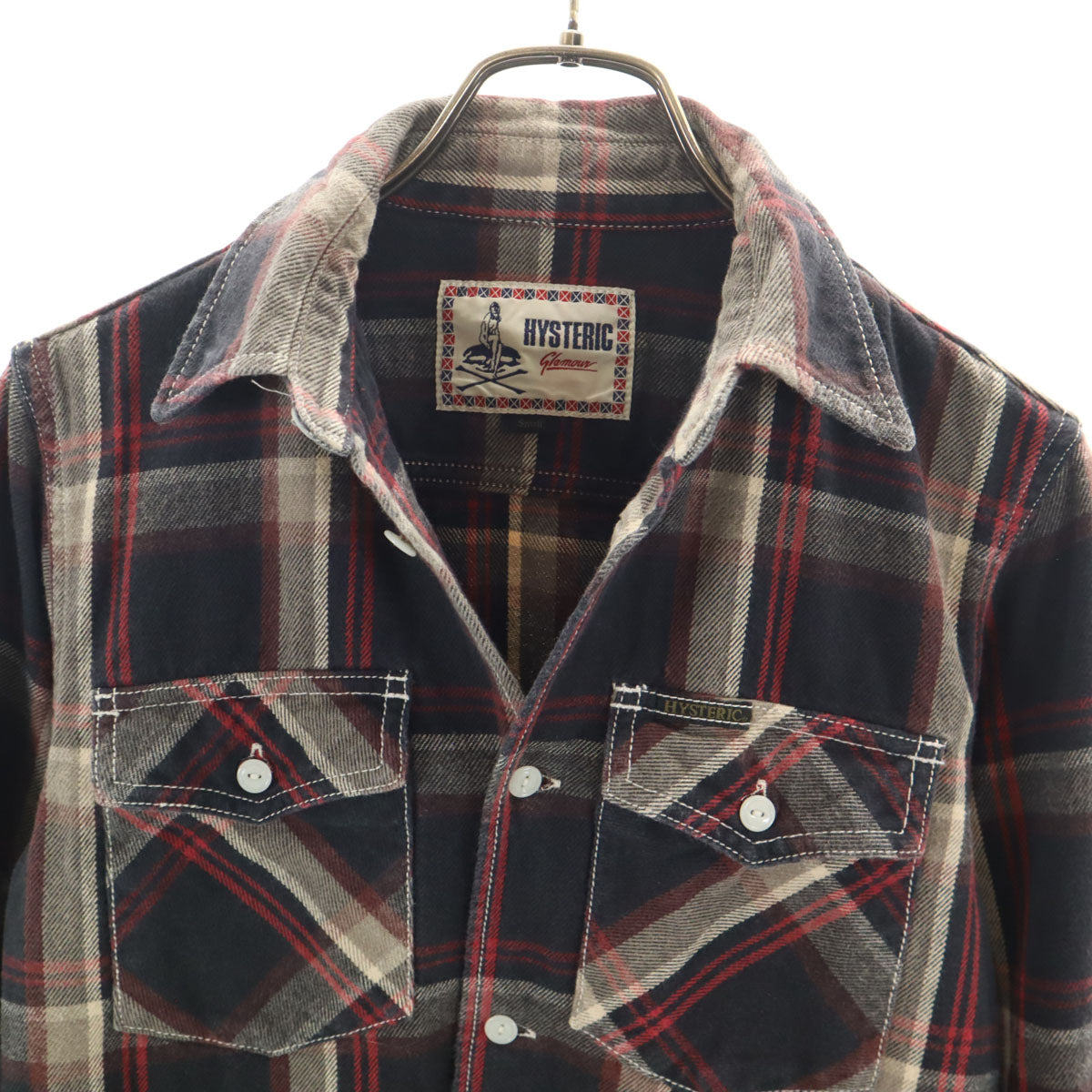 HYSTERIC GLAMOUR ヒステリックグラマー 日本製 チェック柄 長袖 ヘビーウェイト シャツ S ブラック メンズ