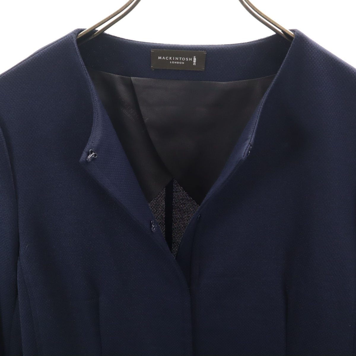 MACKINTOSH LONDON マッキントッシュロンドン 日本製 ノーカラージャケット 40 ネイビー レディース