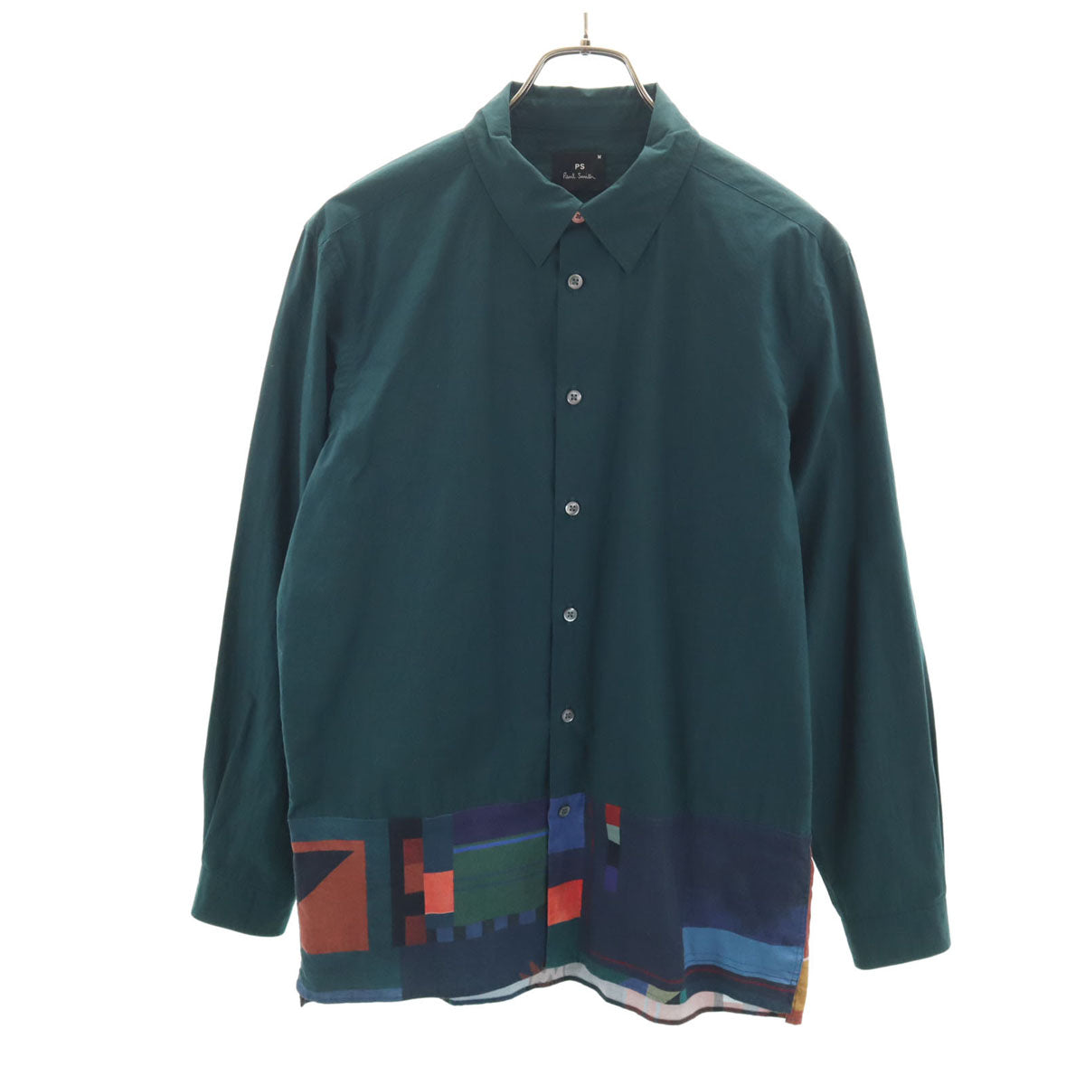 PS Paul Smith ピーエスポールスミス 日本製 長袖 コットンシャツ M 深緑 メンズ
