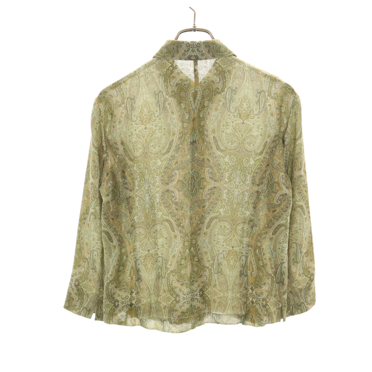 BURBERRY LONDON バーバリーロンドン リネンブレンド ペイズリー柄 7分袖 シャツ 40 グレージュ 三陽商会 レディース