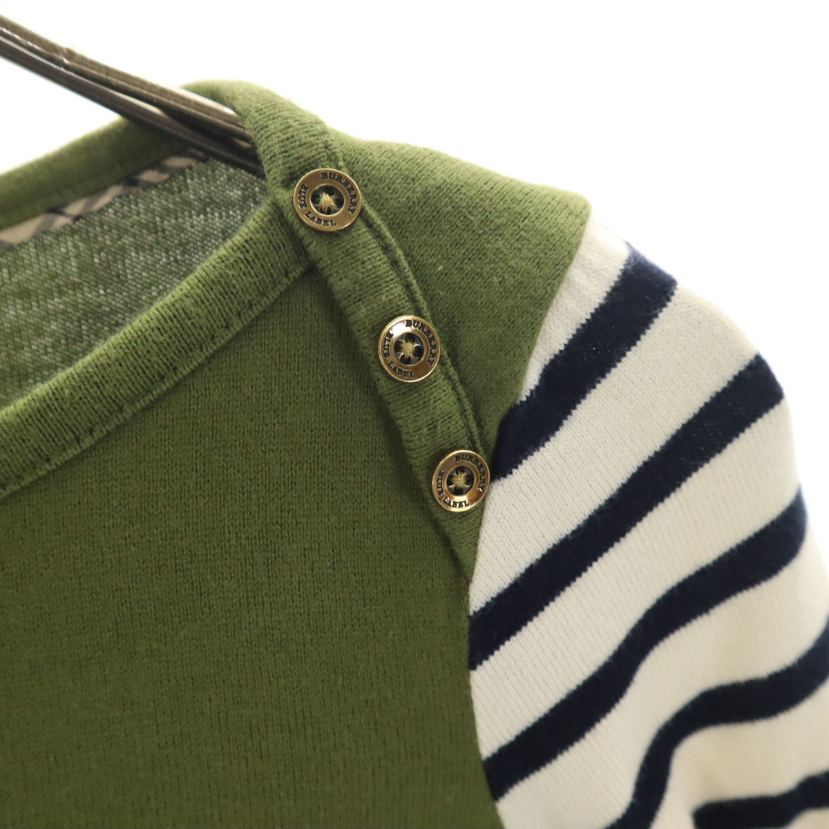 BURBERRY LONDON BLUE LABEL バーバリー ロンドン ブルーレーベル ボーダー柄 長袖 ボートネック カットソー 38 アイボリー 三陽商会 レディース