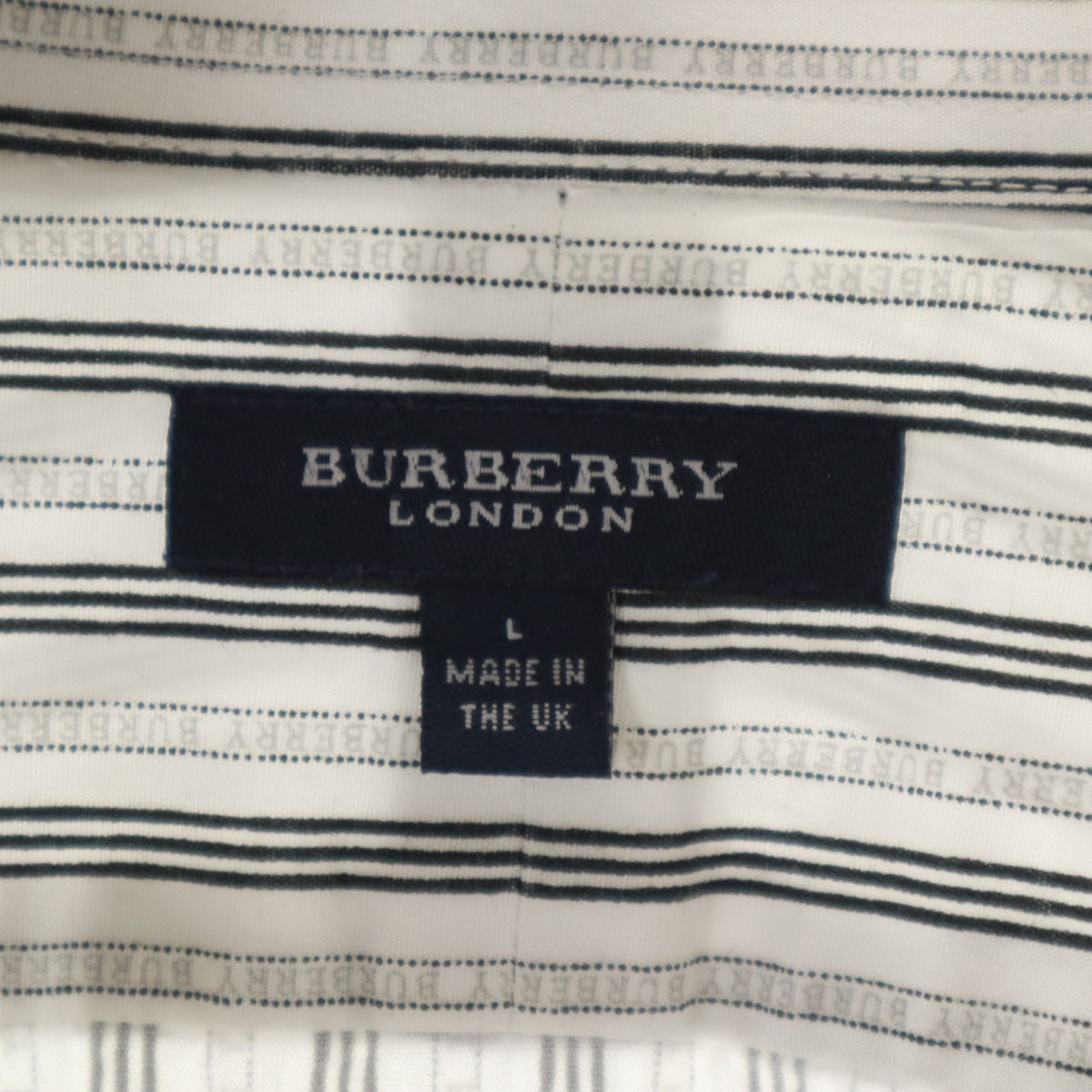 BURBERRY LONDON バーバリーロンドン ストライプ柄 長袖 コットンシャツ L ホワイト メンズ