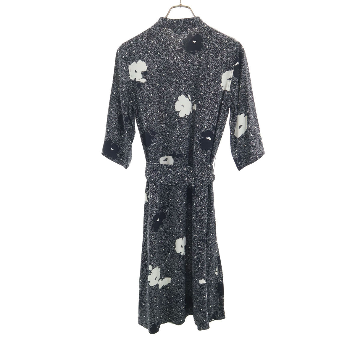 A.P.C. アーペーセー 花柄 5分袖 ワンピース 34 ブラック系 レディース