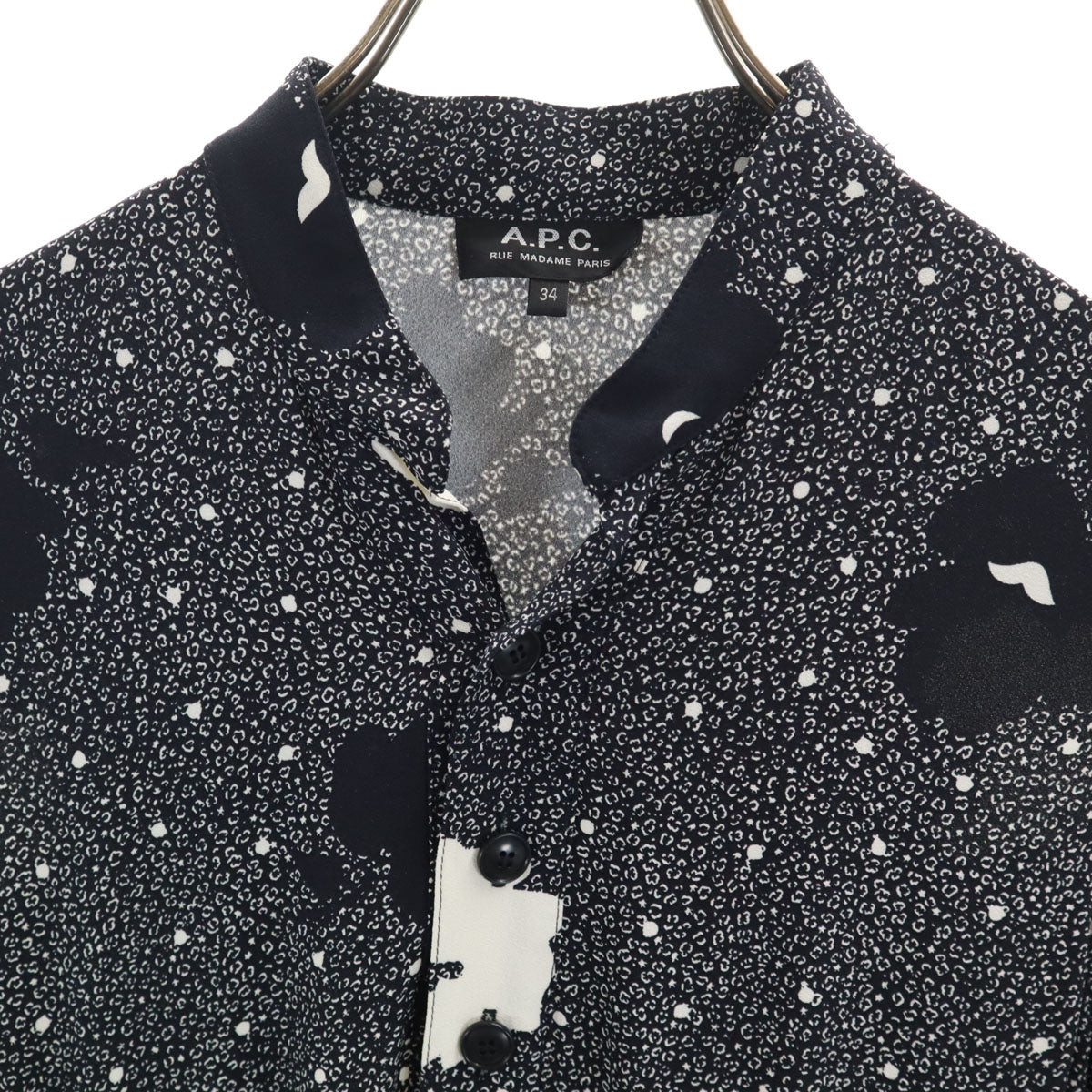 A.P.C. アーペーセー 花柄 5分袖 ワンピース 34 ブラック系 レディース