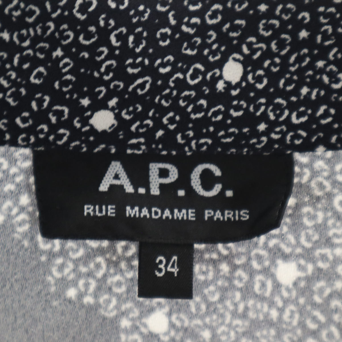 A.P.C. アーペーセー 花柄 5分袖 ワンピース 34 ブラック系 レディース