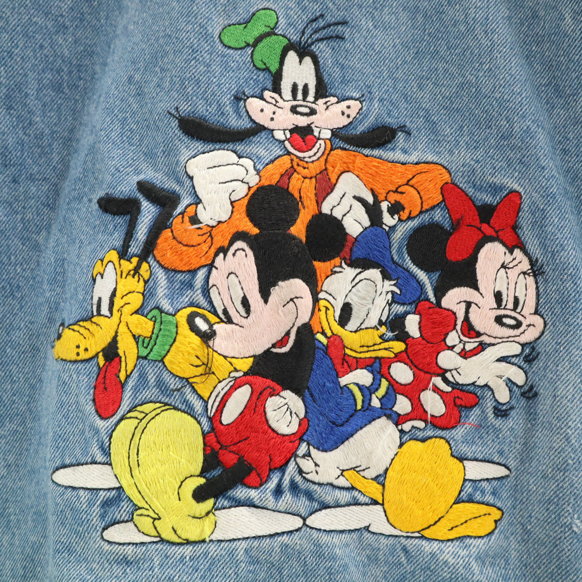 The Disney Store ディズニーストア 90s オールド バック刺繍 ミッキーフレンズ デニムジャケット L ブルー系 ジージャン トラッカー キッズ