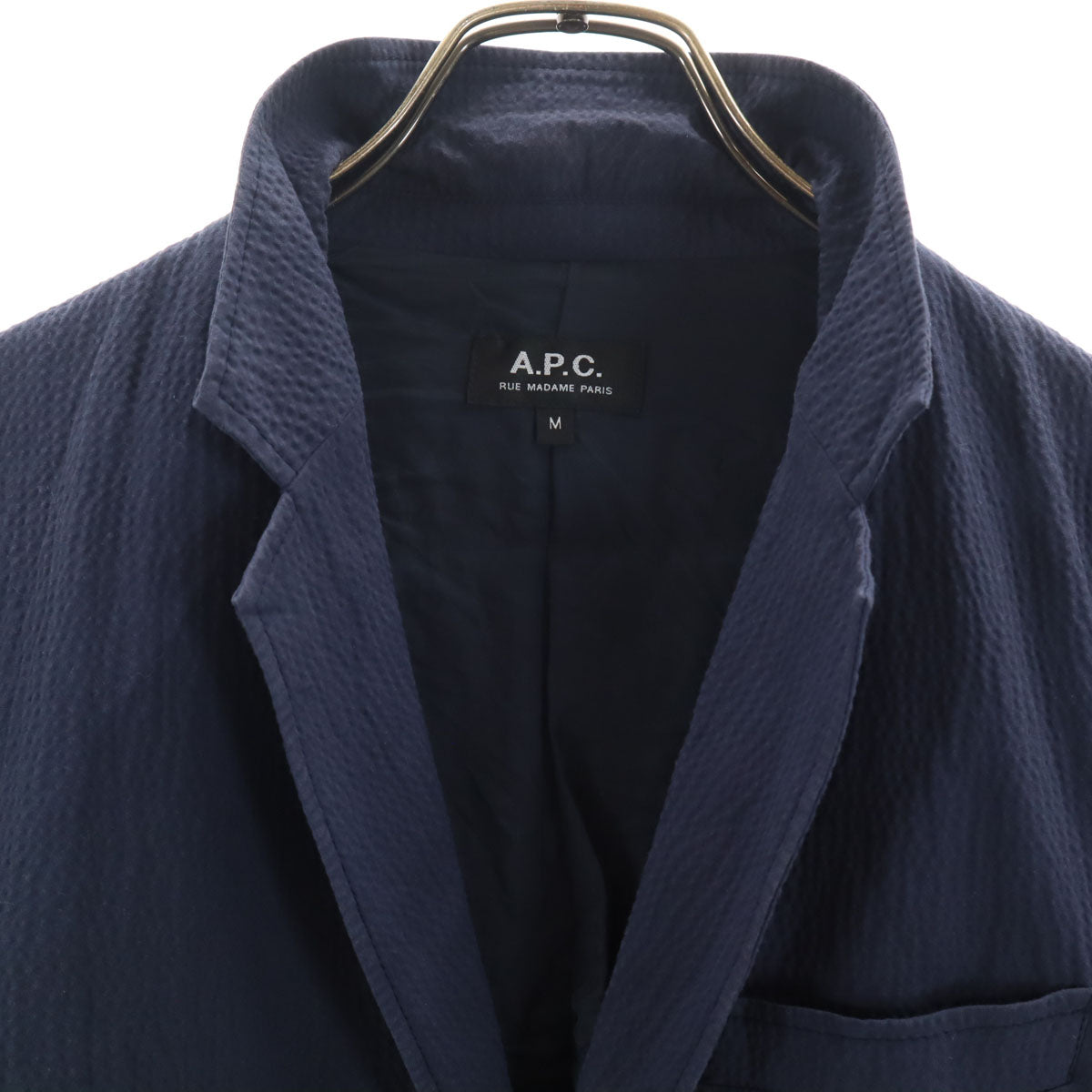 A.P.C. アーペーセー テーラードジャケット M ネイビー シアサッカー メンズ