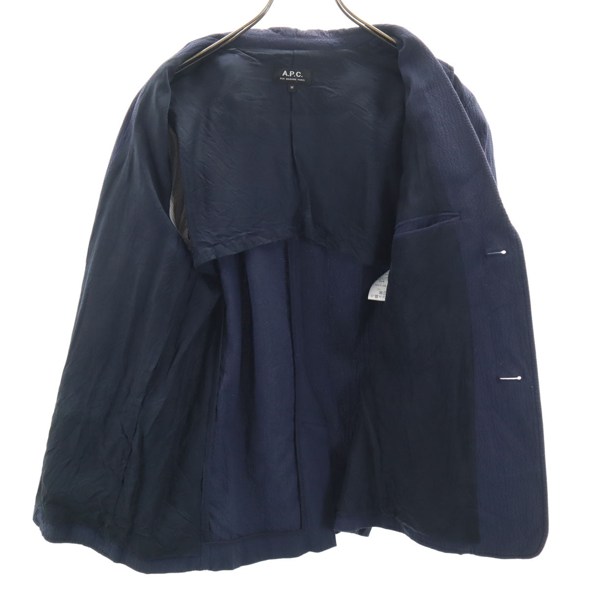 A.P.C. アーペーセー テーラードジャケット M ネイビー シアサッカー メンズ