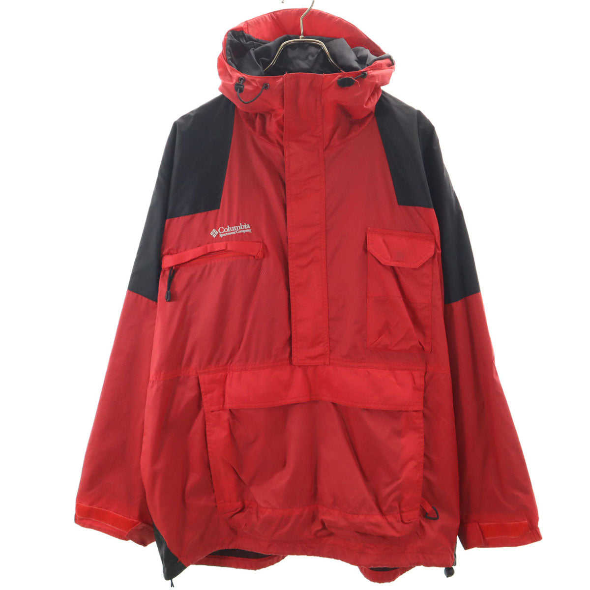 Columbia コロンビア ハーフジップ ナイロンジャケット L レッド プルオーバー アウトドア メンズ