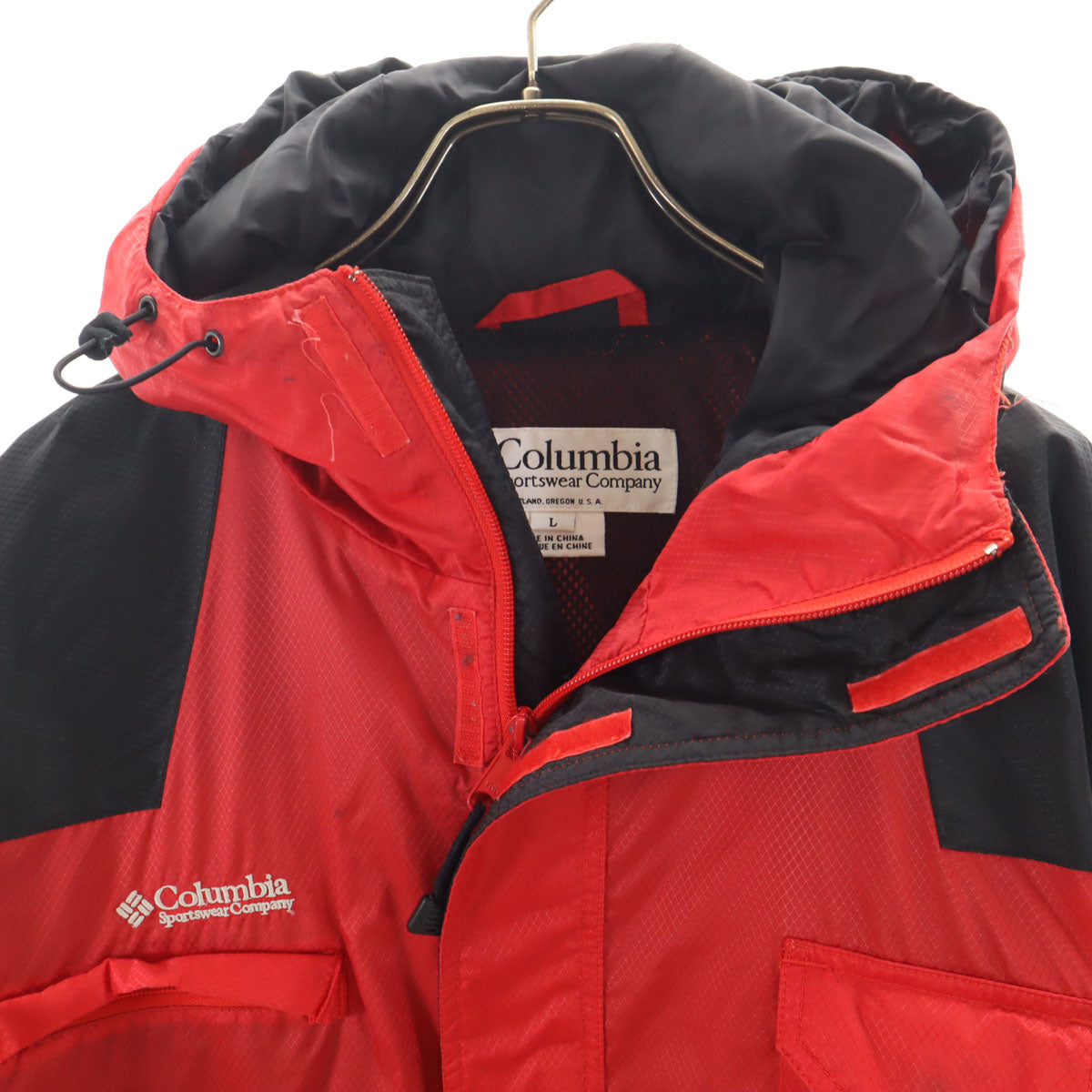 Columbia コロンビア ハーフジップ ナイロンジャケット L レッド プルオーバー アウトドア メンズ