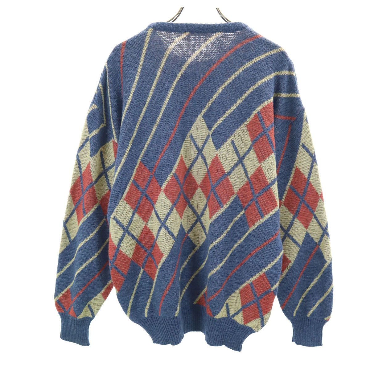 mila schon ミラショーン 80s ウールブレンド イタリア製 オールド 総柄 長袖 セーター M ブルー系 ニット メンズ