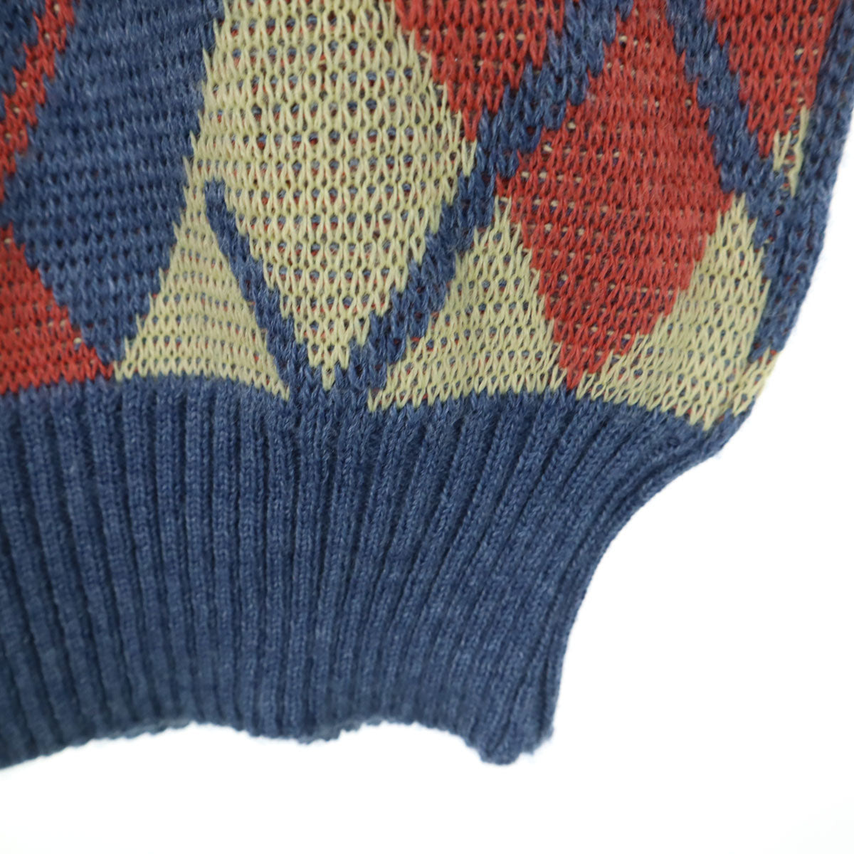 mila schon ミラショーン 80s ウールブレンド イタリア製 オールド 総柄 長袖 セーター M ブルー系 ニット メンズ