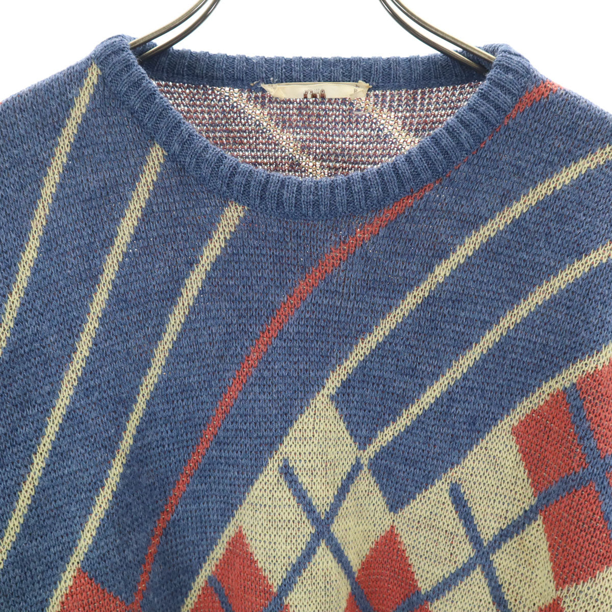 mila schon ミラショーン 80s ウールブレンド イタリア製 オールド 総柄 長袖 セーター M ブルー系 ニット メンズ