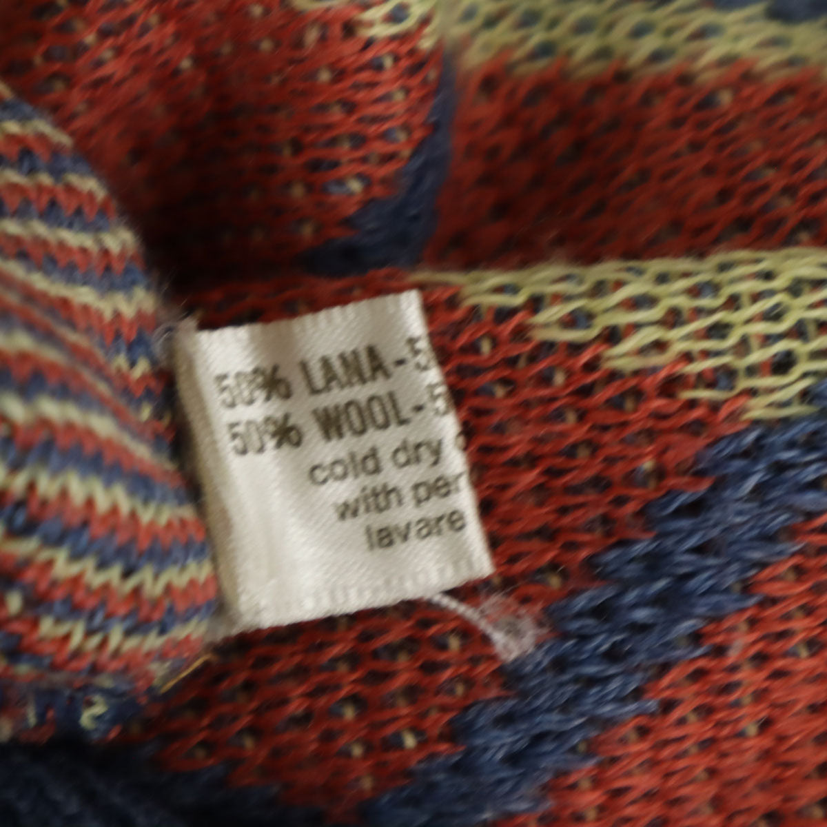 mila schon ミラショーン 80s ウールブレンド イタリア製 オールド 総柄 長袖 セーター M ブルー系 ニット メンズ