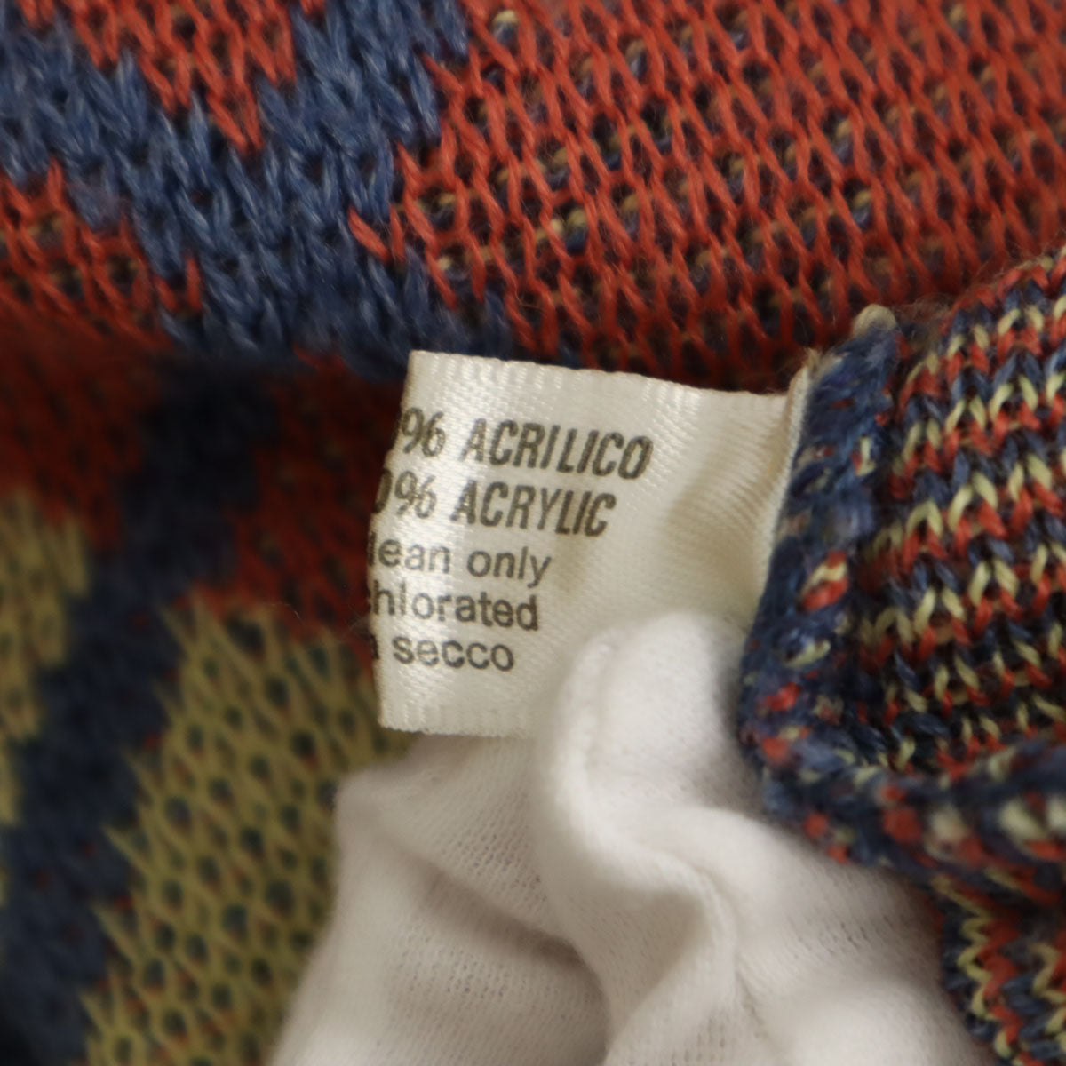 mila schon ミラショーン 80s ウールブレンド イタリア製 オールド 総柄 長袖 セーター M ブルー系 ニット メンズ