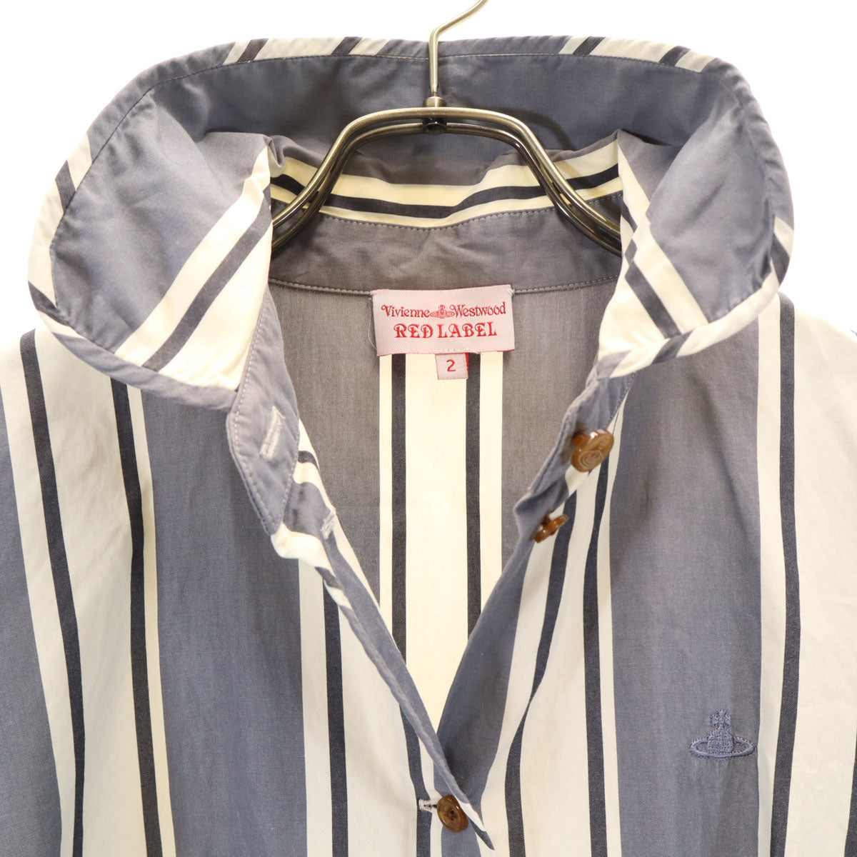 Vivienne Westwood Red Label ヴィヴィアンウエストウッド レッドレーベル ストライプ柄 長袖 シャツ 2 グレー レディース