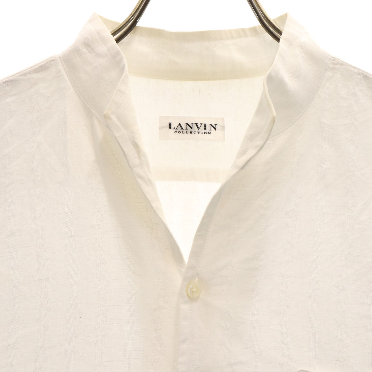 LANVIN LA COLLECTION ランバンコレクション 日本製 リネンブレンド 長袖 オープンカラーシャツ L ホワイト メンズ