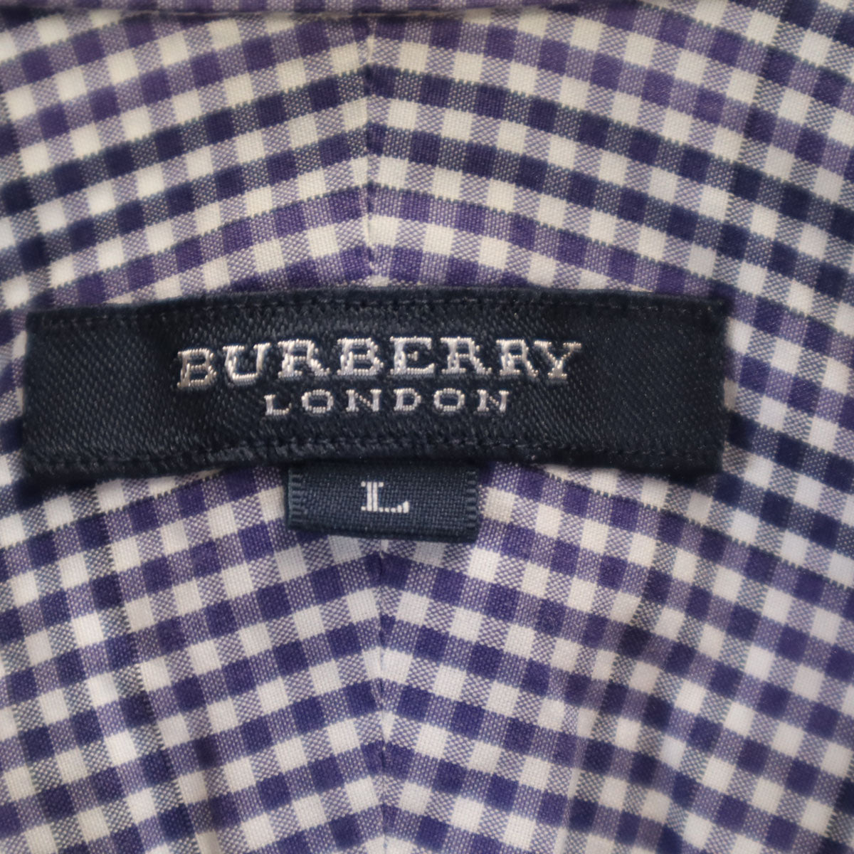 BURBERRY LONDON バーバリーロンドン ギンガムチェック 長袖 ボタンダウンシャツ L 紺紫 三陽商会 メンズ