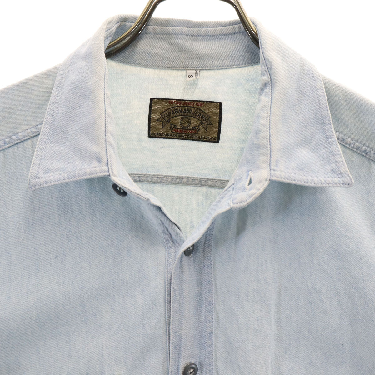 ARMANI JEANS アルマーニジーンズ 90s イタリア製 オールド 長袖 デニムシャツ S ブルー系 メンズ