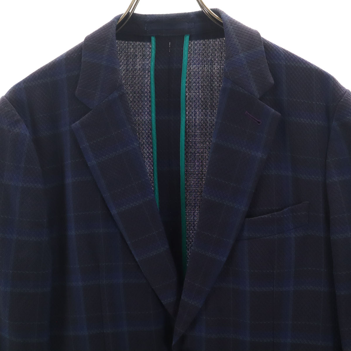 Paul Smith ポールスミス 日本製 チェック柄 テーラードジャケット M ネイビー アンコン メンズ