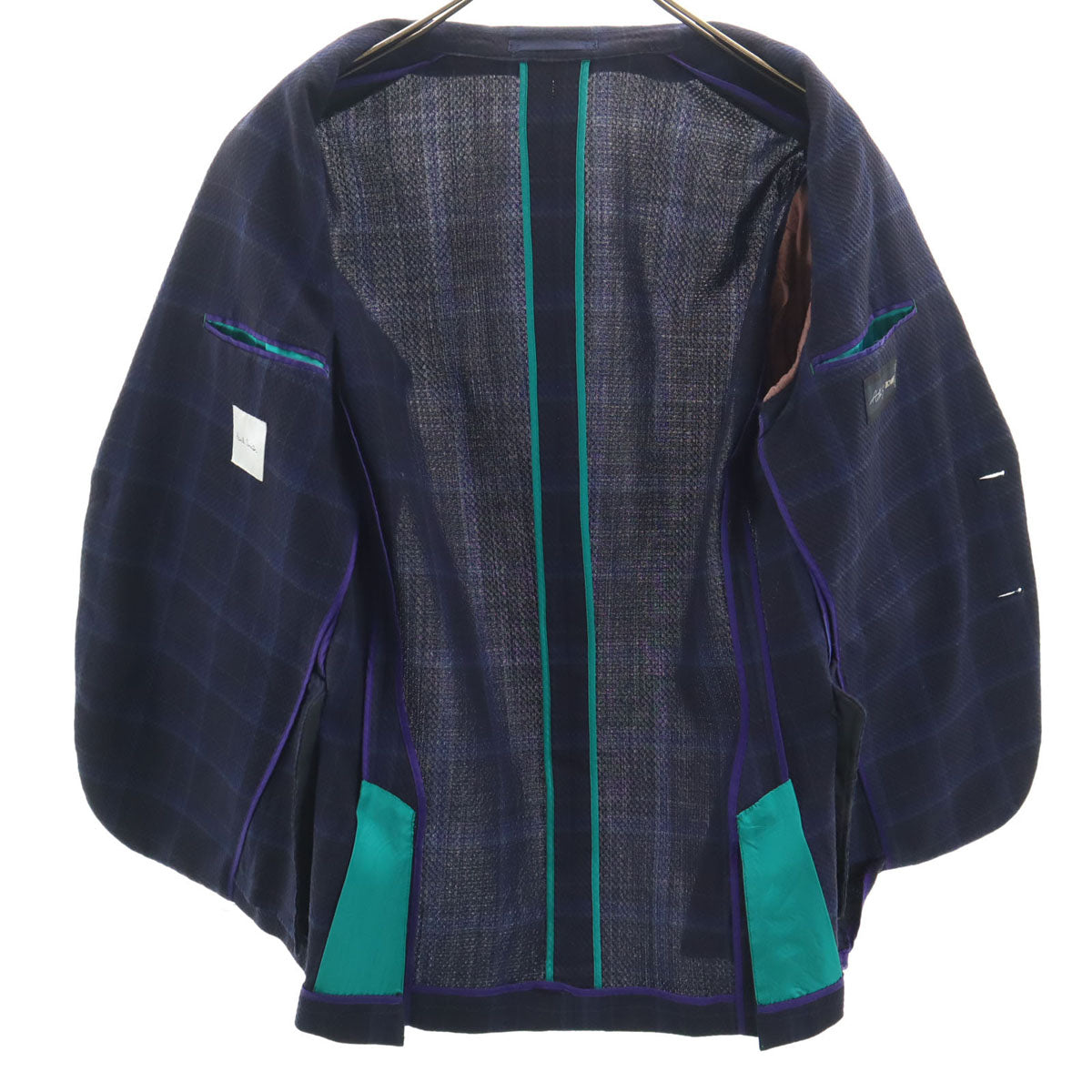 Paul Smith ポールスミス 日本製 チェック柄 テーラードジャケット M ネイビー アンコン メンズ