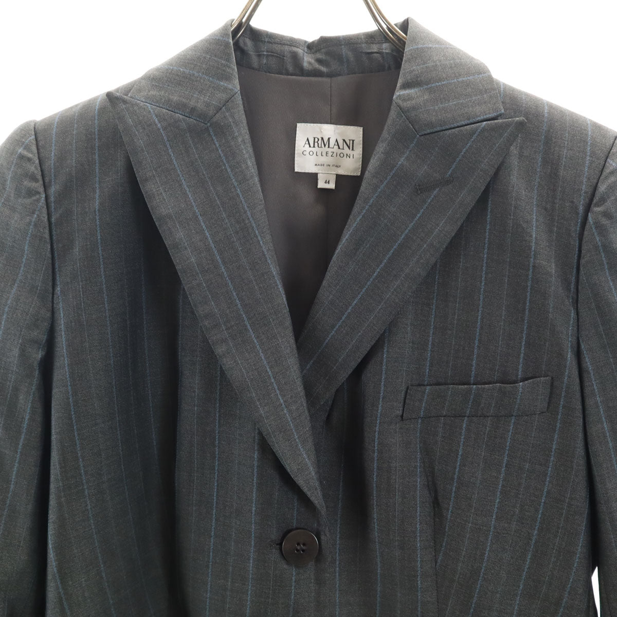 ARMANI COLLEZIONI アルマーニコレッツォーニ イタリア製 ストライプ柄 テーラードジャケット 44 チャコールグレー レディース