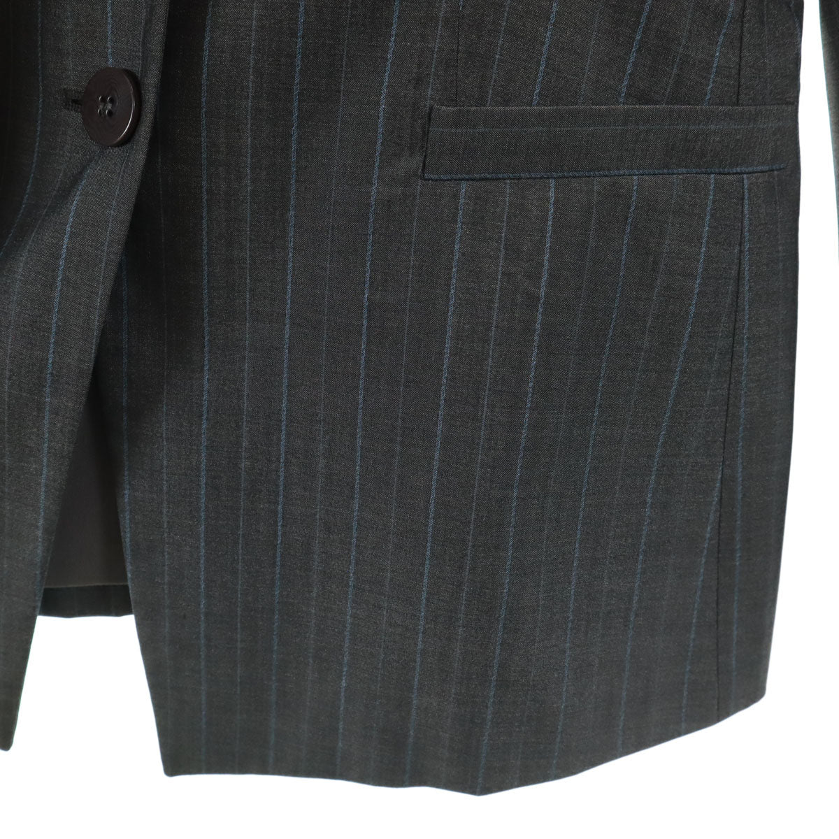 ARMANI COLLEZIONI アルマーニコレッツォーニ イタリア製 ストライプ柄 テーラードジャケット 44 チャコールグレー レディース
