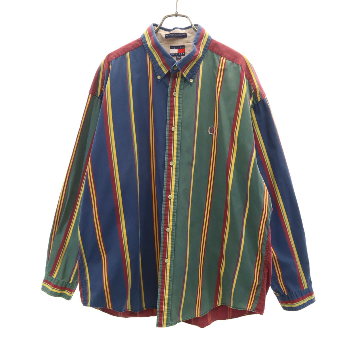 TOMMY HILFIGER トミーヒルフィガー 90s オールド ストライプ柄 長袖 ボタンダウンシャツ XL マルチ メンズ