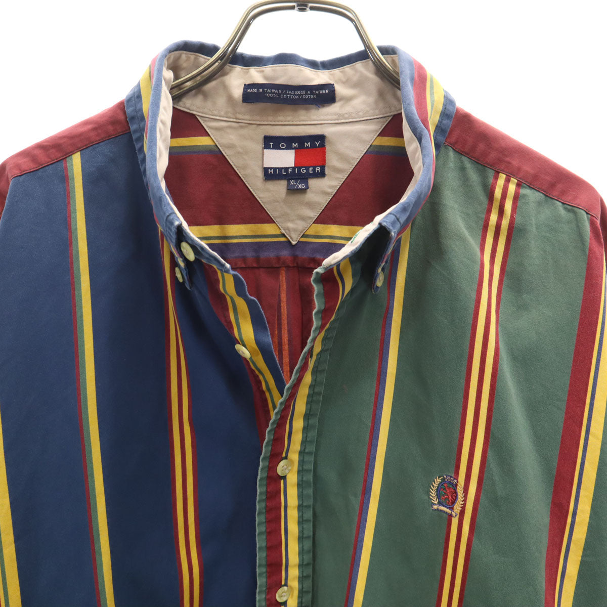 TOMMY HILFIGER トミーヒルフィガー 90s オールド ストライプ柄 長袖 ボタンダウンシャツ XL マルチ メンズ