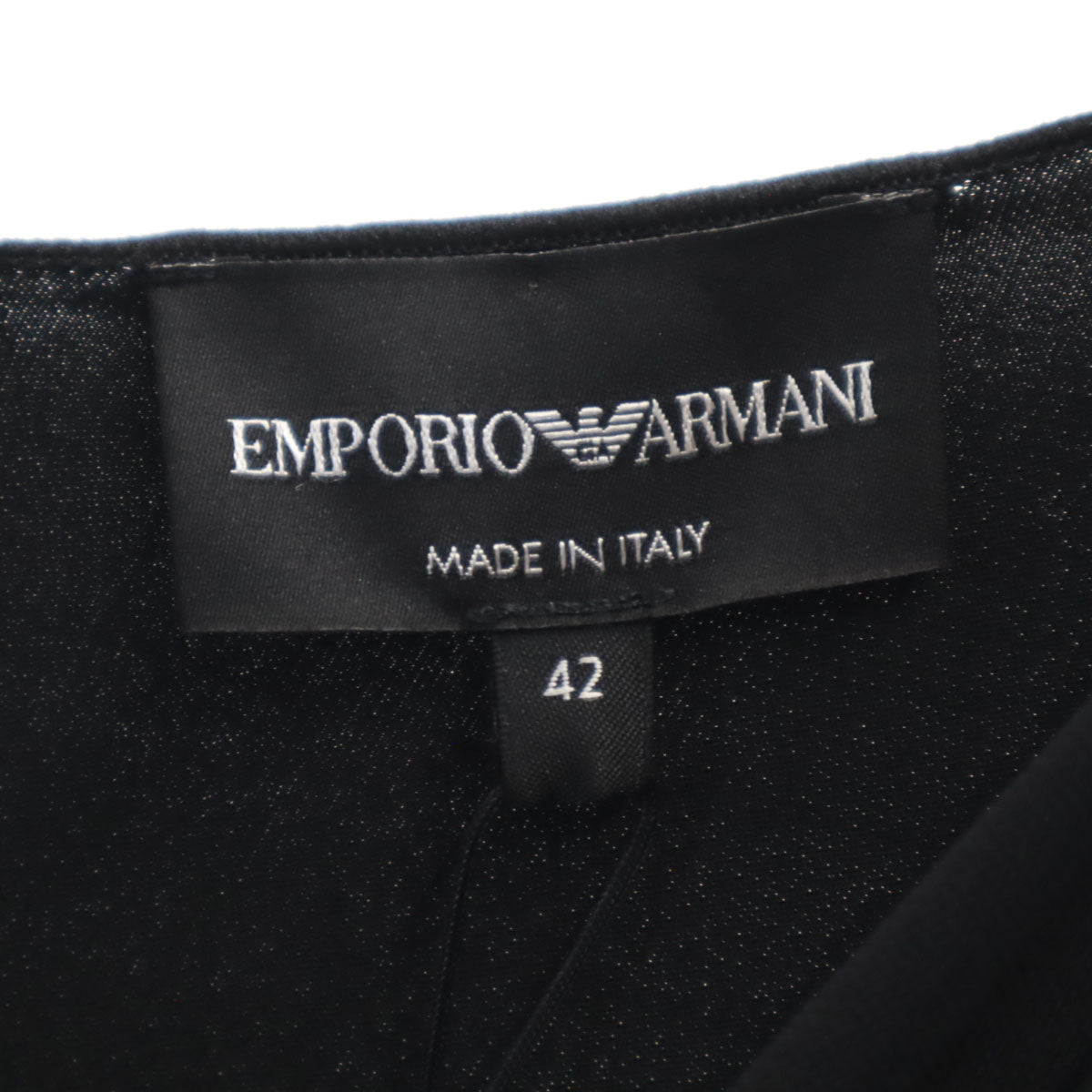 未使用 Emporio Armani エンポリオアルマーニ イタリア製 長袖 ワンピース 42 ブラック ドレス レディース