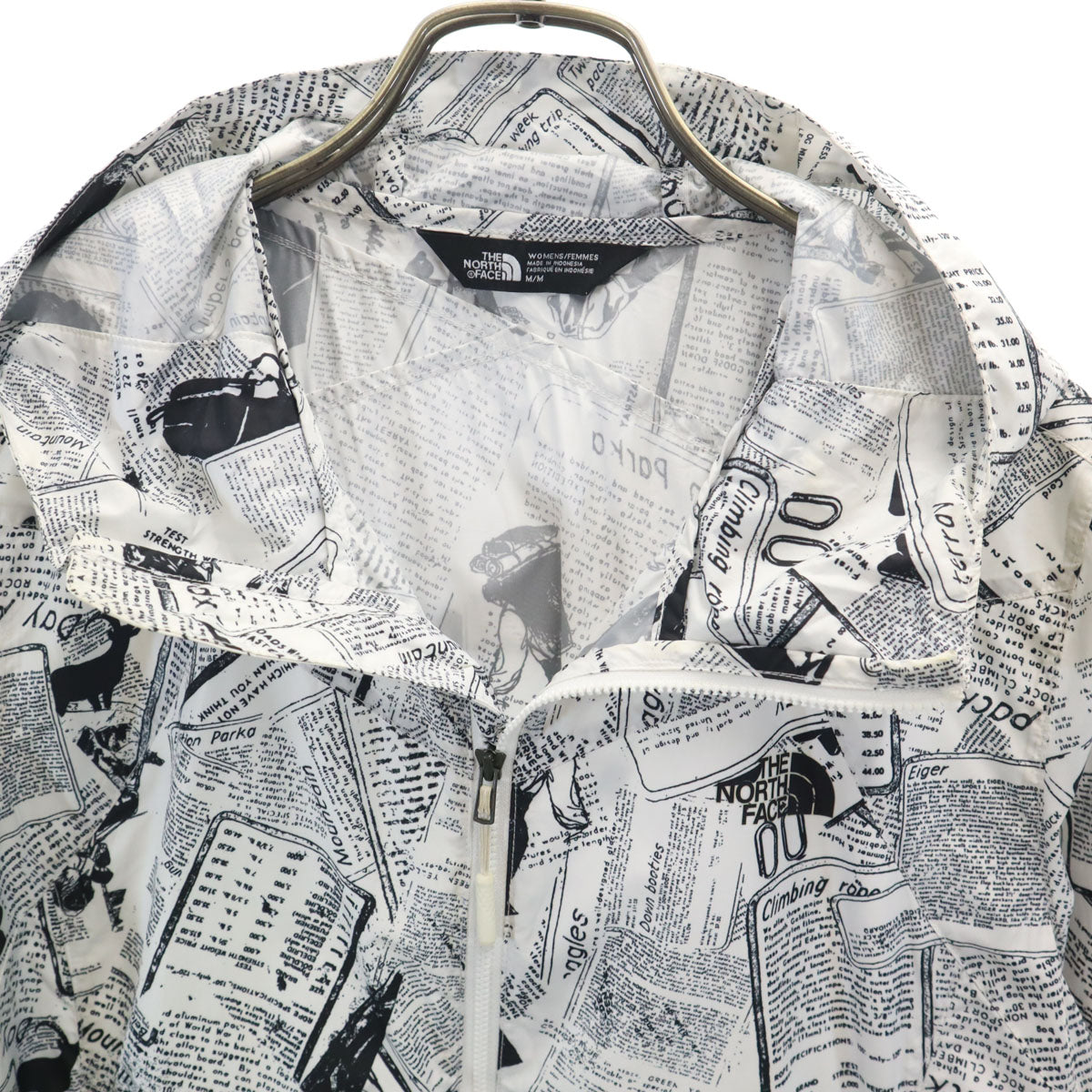 THE NORTH FACE ノースフェイス ニュースペーパー柄 ウインドブレーカー M ホワイト NF0A3C7O アウトドア ジャケット レディース