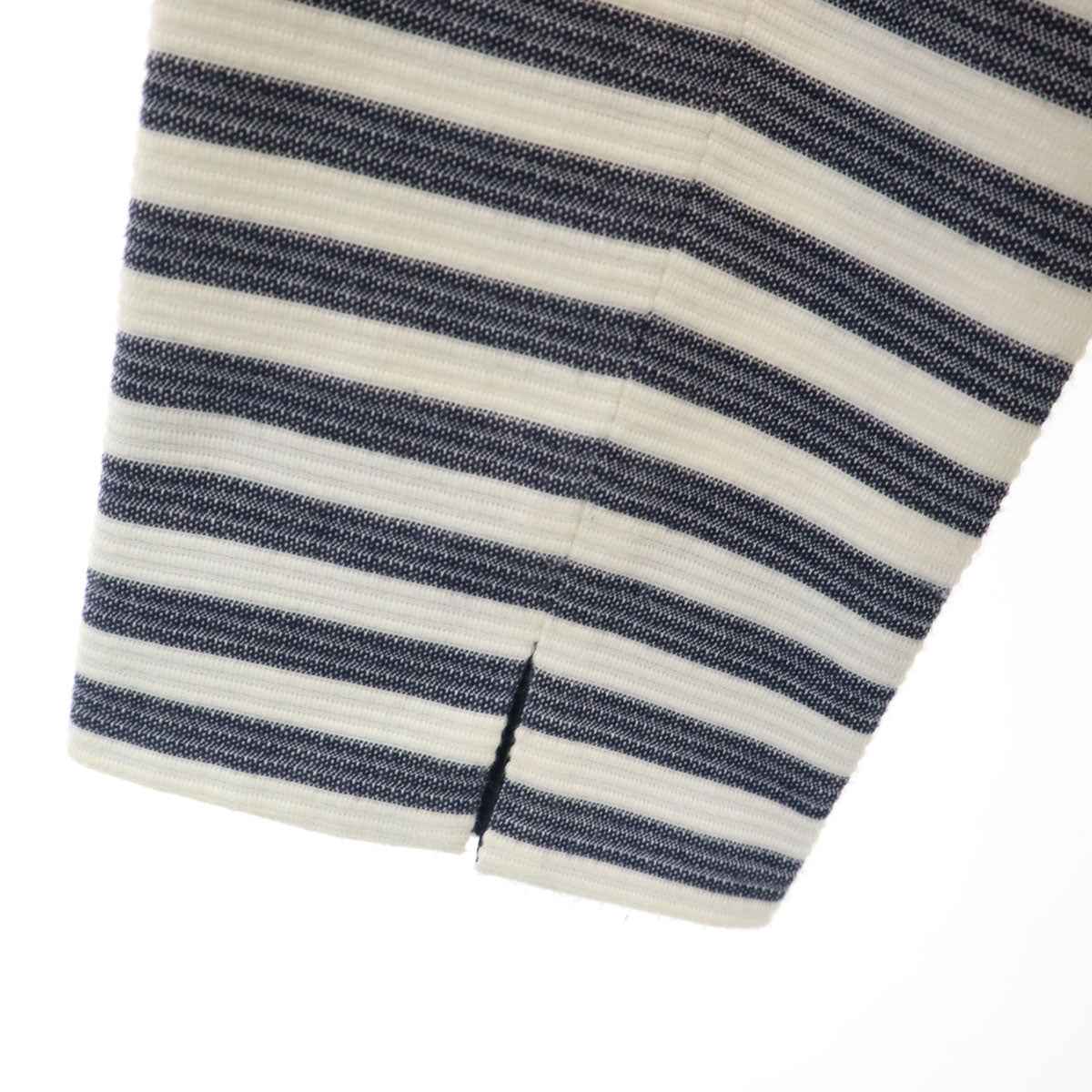 LANVIN en Bleu ランバンオンブルー ボーダー柄 ノーカラージャケット 38 ホワイト レディース