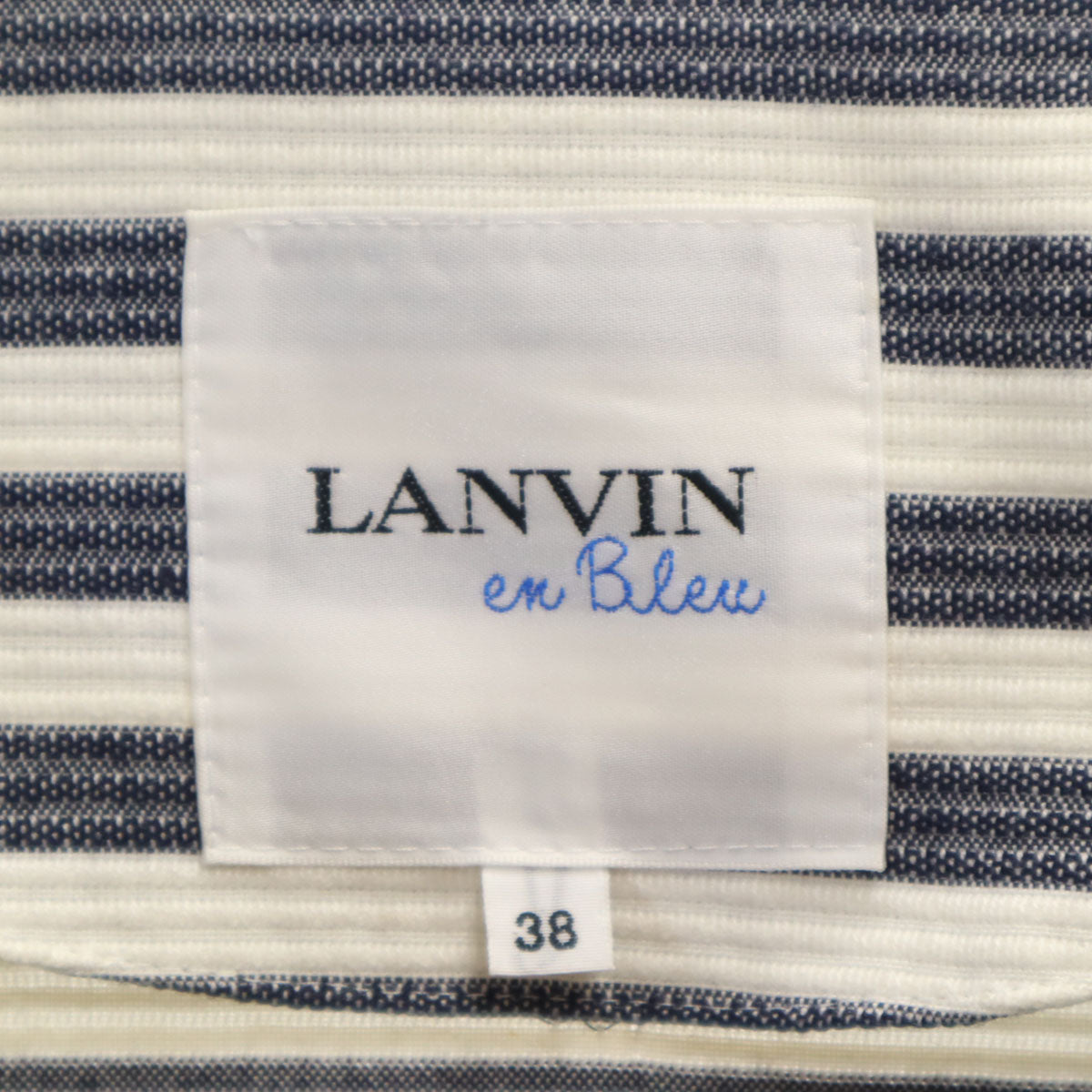 LANVIN en Bleu ランバンオンブルー ボーダー柄 ノーカラージャケット 38 ホワイト レディース