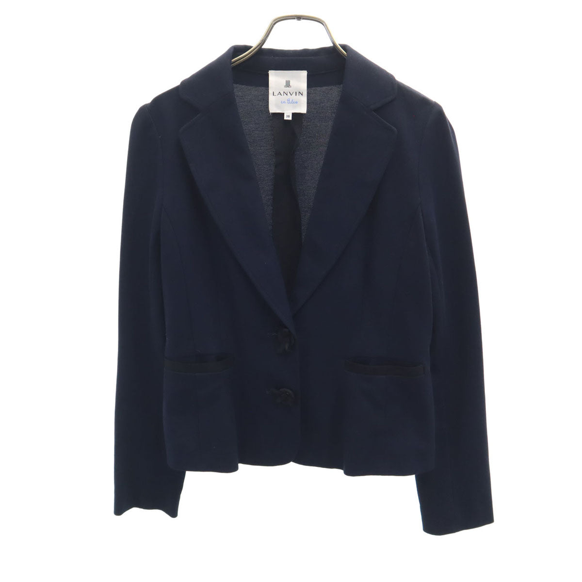 LANVIN en Bleu ランバンオンブルー 日本製 ラペル ジャケット 38 ネイビー レディース