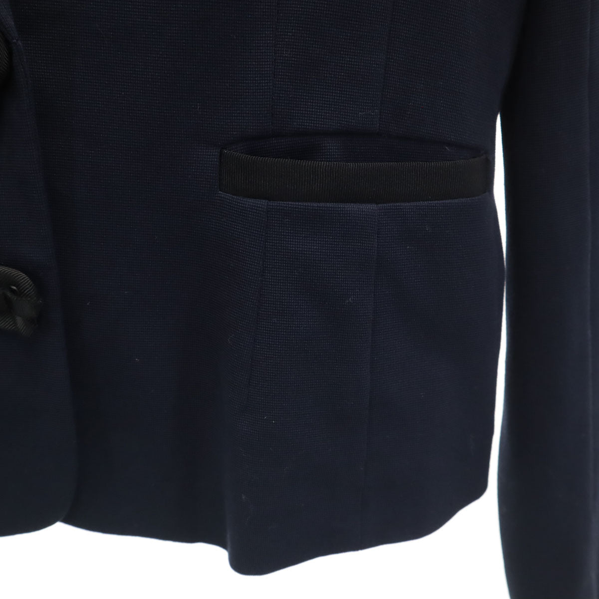 LANVIN en Bleu ランバンオンブルー 日本製 ラペル ジャケット 38 ネイビー レディース