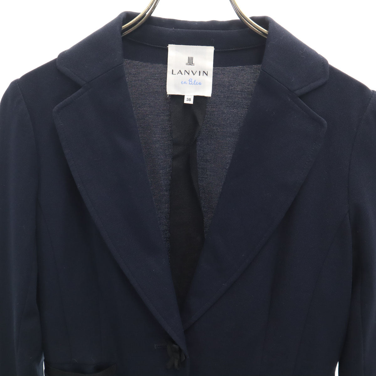 LANVIN en Bleu ランバンオンブルー 日本製 ラペル ジャケット 38 ネイビー レディース