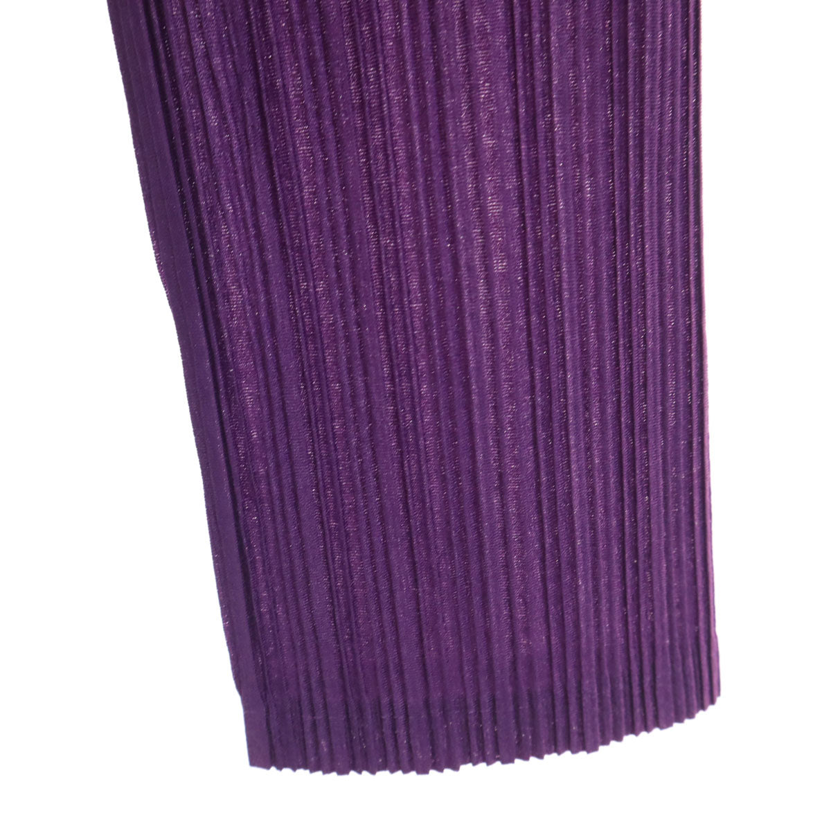 美品 PLEATS PLEASE プリーツプリーズ 日本製 長袖 プリーツ ハイネック カットソー 3 パープル イッセイミヤケ レディース
