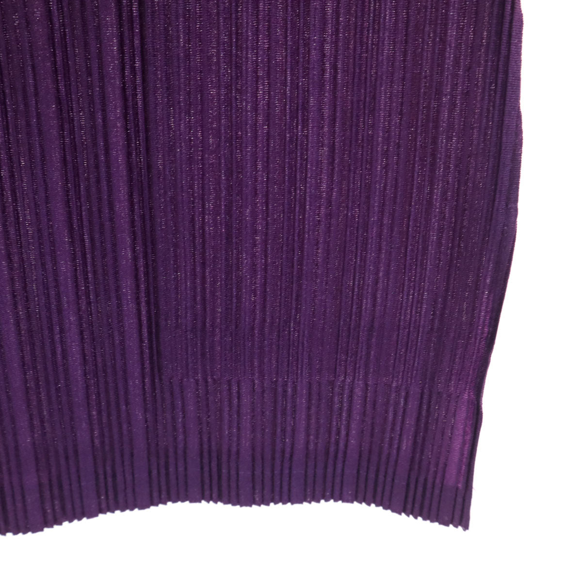 美品 PLEATS PLEASE プリーツプリーズ 日本製 長袖 プリーツ ハイネック カットソー 3 パープル イッセイミヤケ レディース