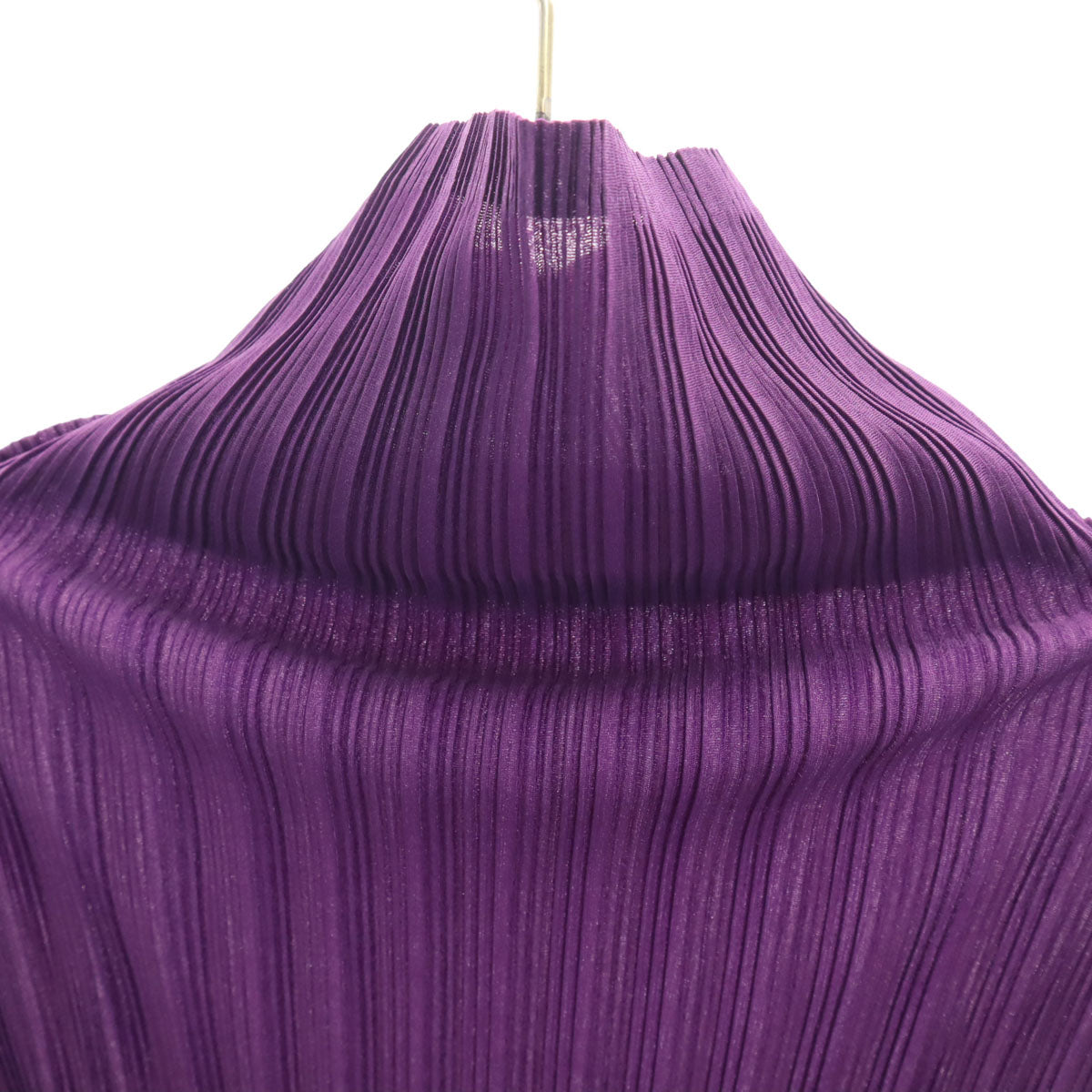 美品 PLEATS PLEASE プリーツプリーズ 日本製 長袖 プリーツ ハイネック カットソー 3 パープル イッセイミヤケ レディース