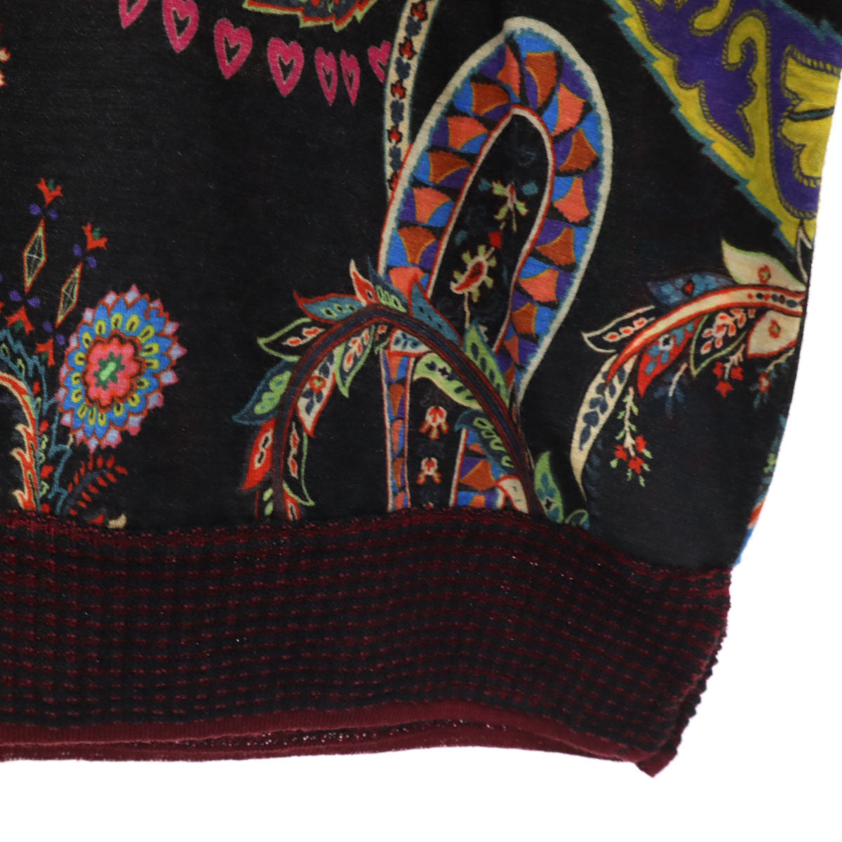 ETRO エトロ イタリア製 総柄 長袖 タートルネック カットソー 44 ブラック レディース