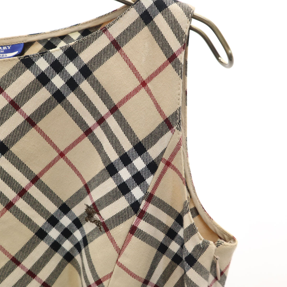 BURBERRY LONDON BLUE LABEL バーバリー ロンドン ブルーレーベル 日本製 ノバチェック ノースリーブ ワンピース 38 ベージュ 三陽商会 レディース